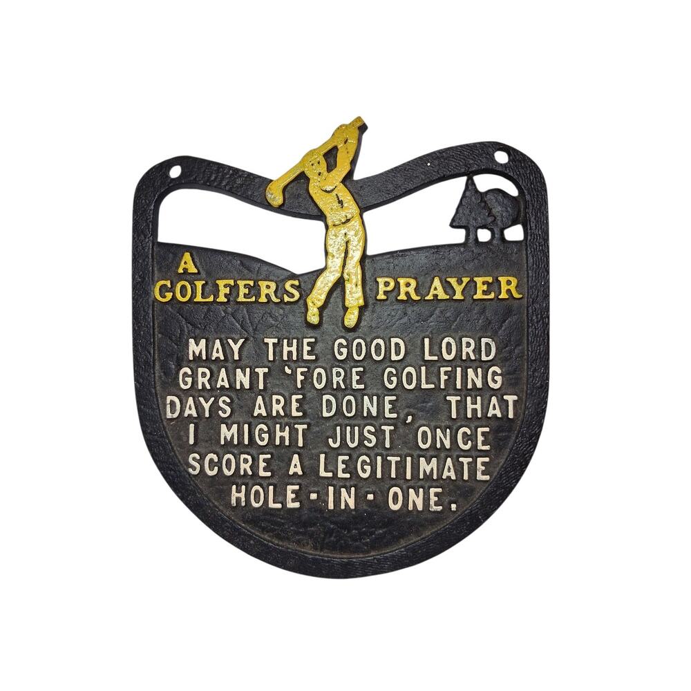 Vintage GOLFING-THEMED Metal TRIVET "A GOLFER'S PRAYER" Wall Hanging Plaque